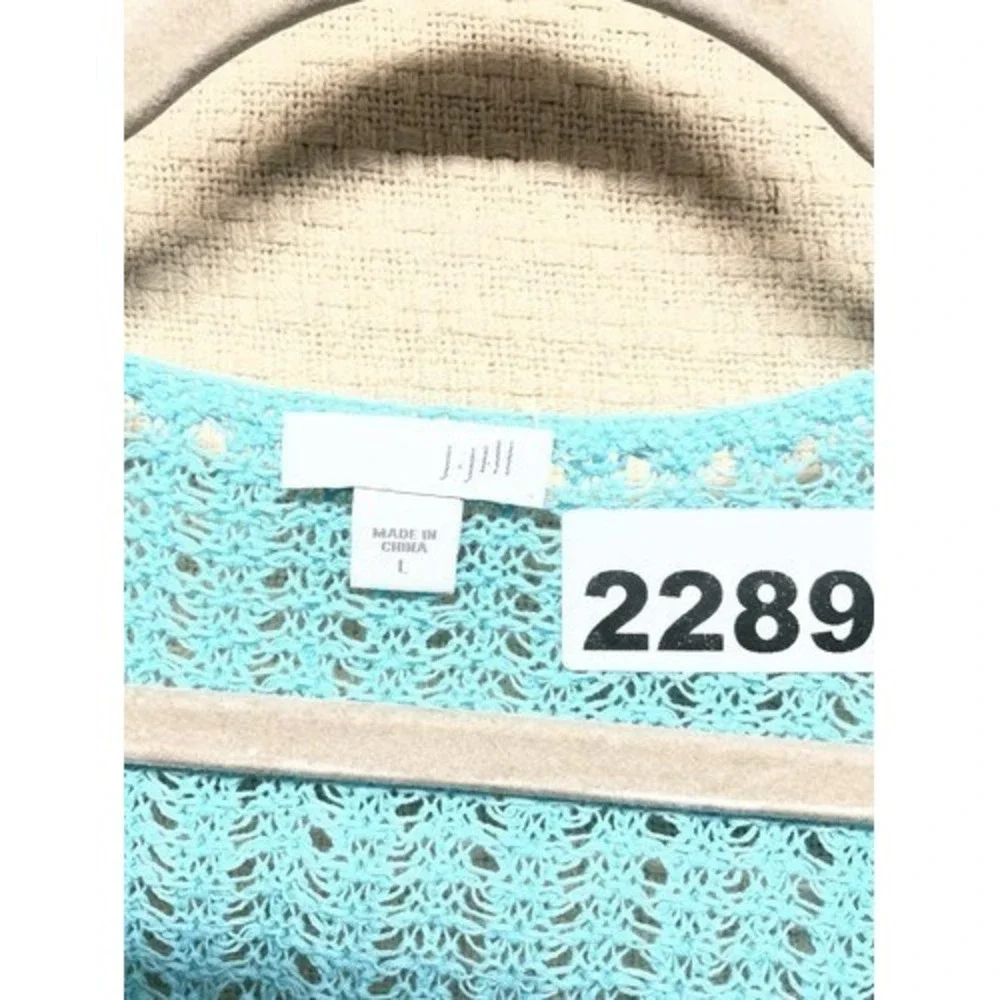 J. Jill Turquoise Blue 3/4 Sleeves Summer Coverup V-Neck Sweater‎ Women L China
